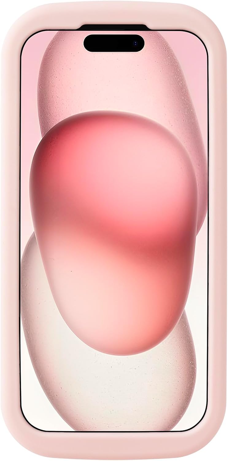Cute Phone Case Compatible with iPhone 13/14/ 15, Bow 3D Cartoon Soft Silicone Heavy Duty Protection Shockproof Cases Cover for Girls Women, Light Pink