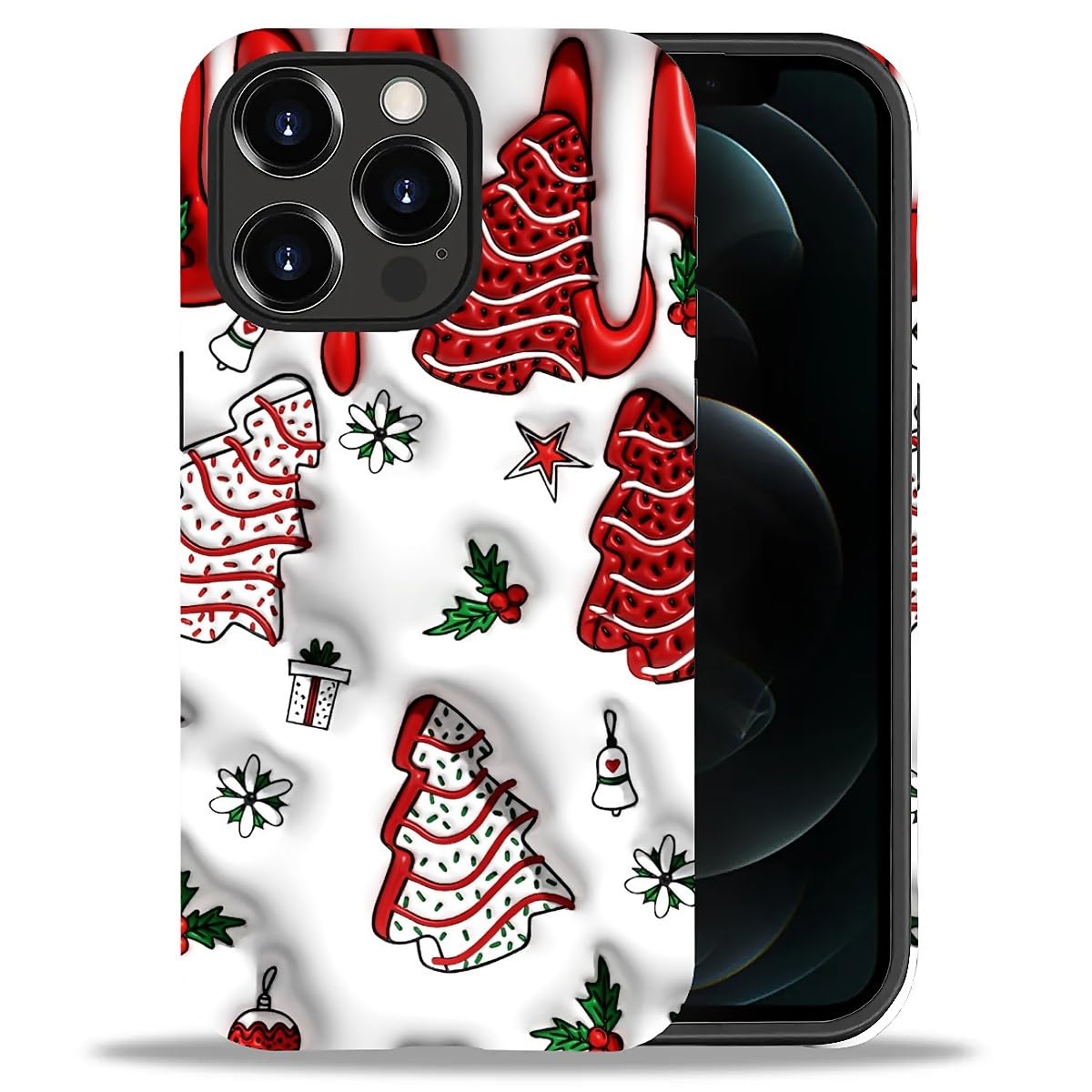 Case for iPhone 17,Drop Protection Hybrid 2-Layer Hard Phone Cover-Vintage Christmas Stamps Collage