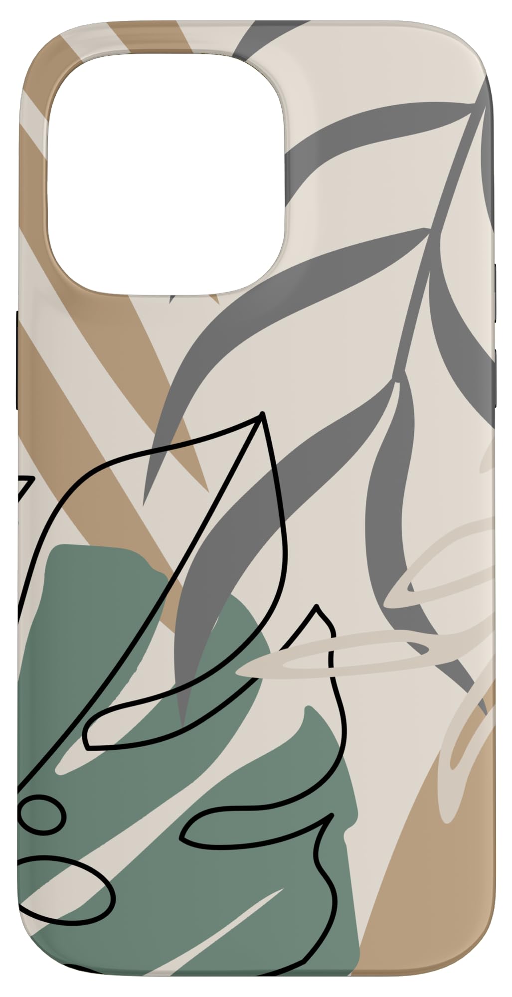 Tropical Botanical Beige Brown Exotic Minimalist Abstract Case for iPhone 15