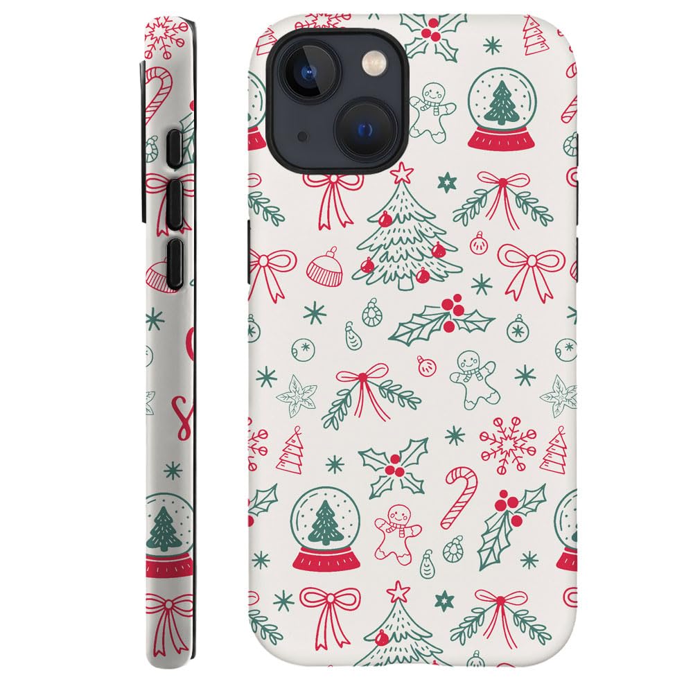 Compatible with iPhone 15 Pro,Durable & Shockproof Phone Case Cover Design - Christmas Retro Doodle