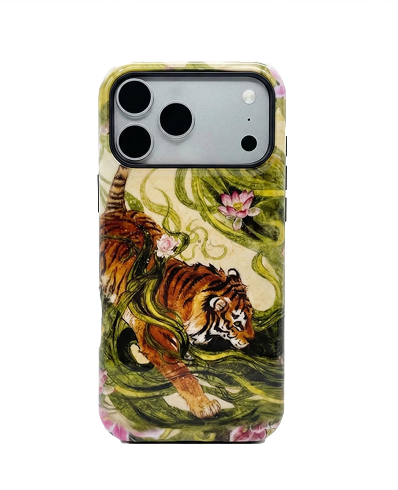 for iPhone 17 Pro Case Cute Retro Chinese-Style Tiger Phone Case Made of Hard PC Material, It Provides Full Protection with A Glossy Finish for Women (Green, iPhone 17 Pro)