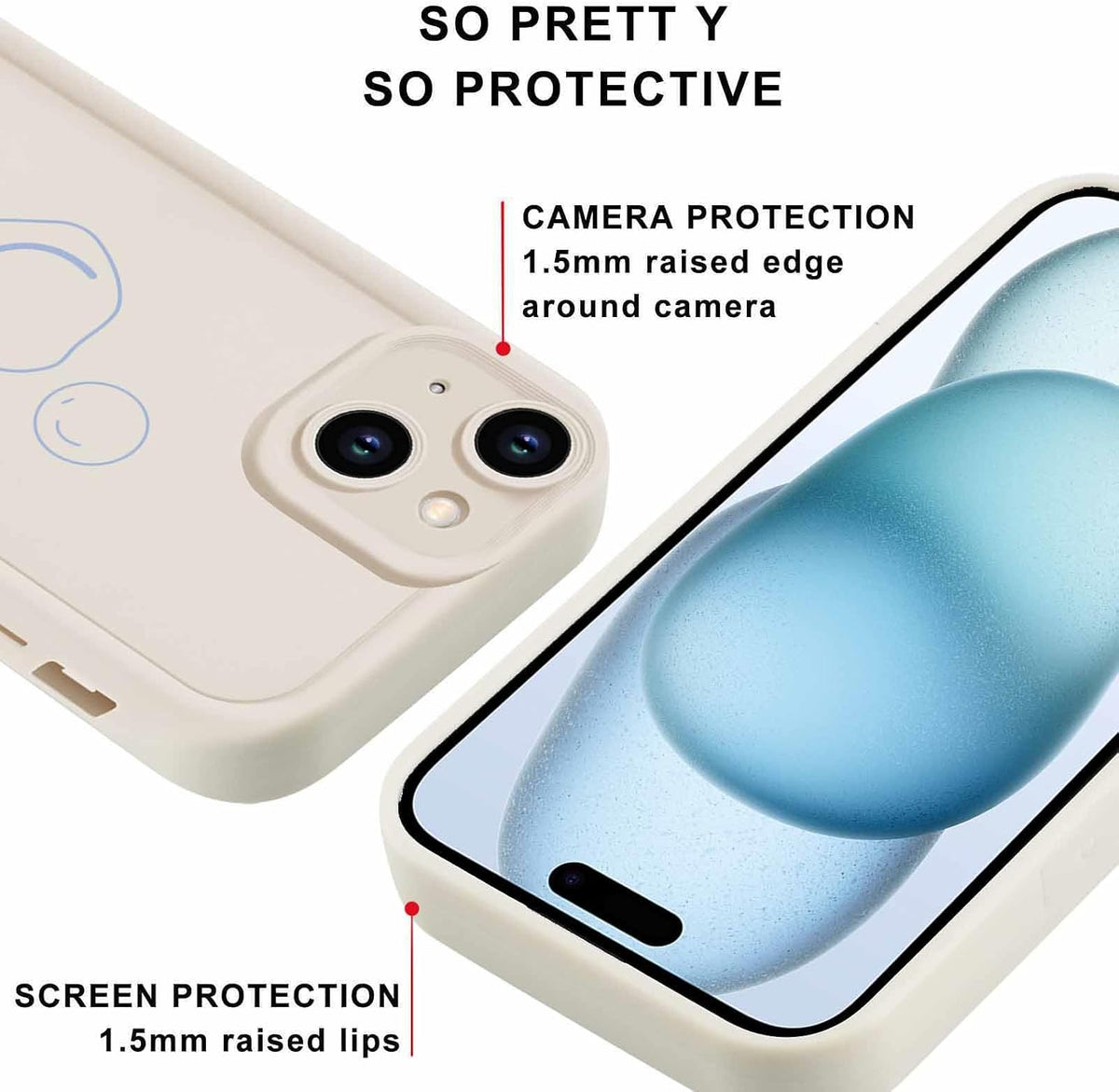 Cute Dinosaur Phone Case for iPhone 15 6.1",Kawaii Cartoon Bubble Cases Funny Design Pattern Cover for Girls Kids Boys,Beige Soft Shockproof Lens Protection Funda for iPhone 15