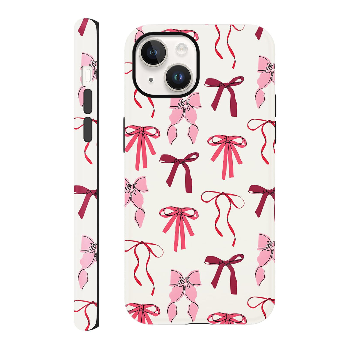 Cute Christmas Bow Phone Case for iPhone 12/12 Pro Case 6.1", Red Green Aesthetic Coquette Preppy Ribbon Bowknot Pattern Design Cover Shockproof Soft TPU Hard PC Protection Girls Women Funda