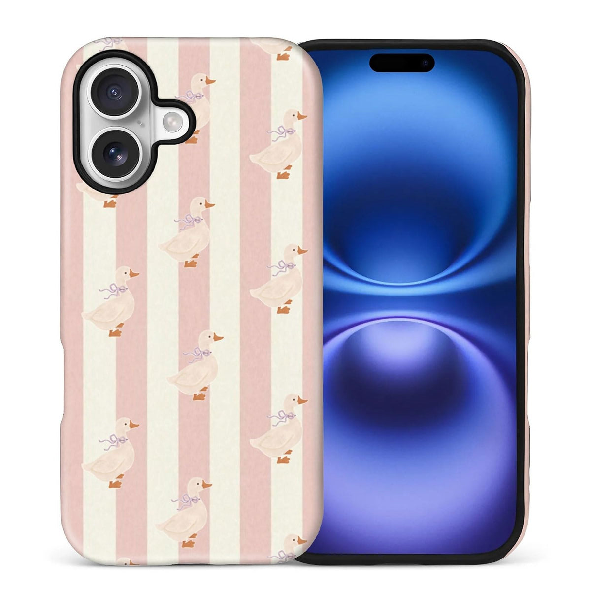 Case Compatible with iPhone 17, Girl Hybrid 2-Layer Hard Shell + Silicone Protective Case -Scratch-Resistant Shockproof - Colorful Stripes A Monkey Eating Ice Cream