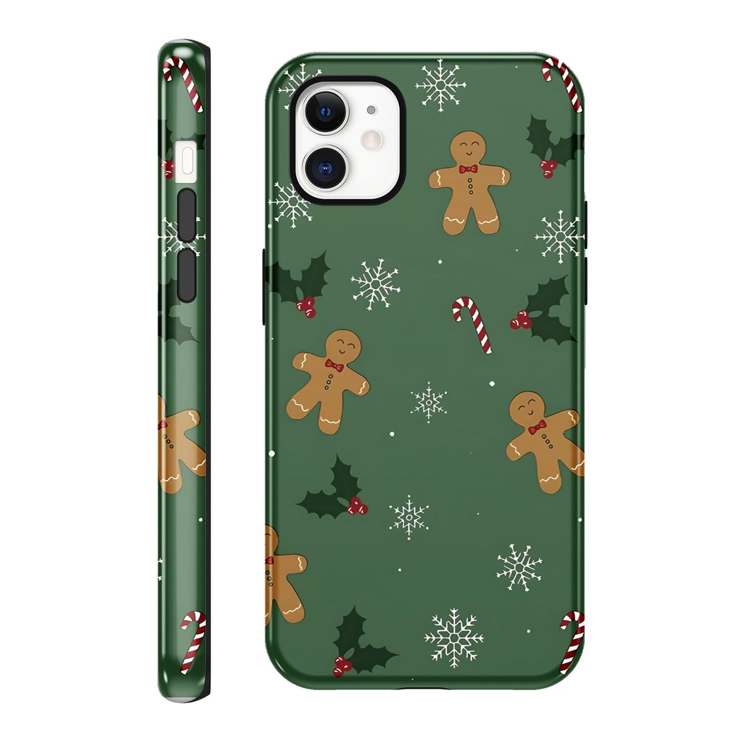 Merry Christmas Phone Case for iPhone 13/14, Cute Case with Candy Gingerbread Man Pattern, Hybrid Durable Shockproof Soft Silicone Cover for Girl Women Men Boys