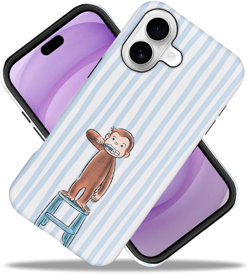 Case for iPhone 17 - [Drop Protection Phone Cover] - Hybrid Case for Girl Women - Funny Monkey Stripes 01