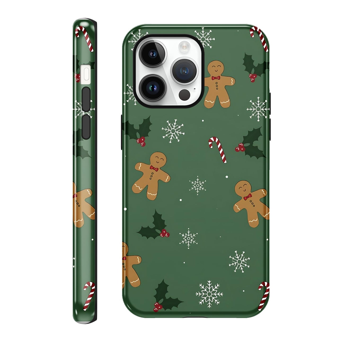 Merry Christmas Phone Case for iPhone 13/14, Cute Case with Candy Gingerbread Man Pattern, Hybrid Durable Shockproof Soft Silicone Cover for Girl Women Men Boys