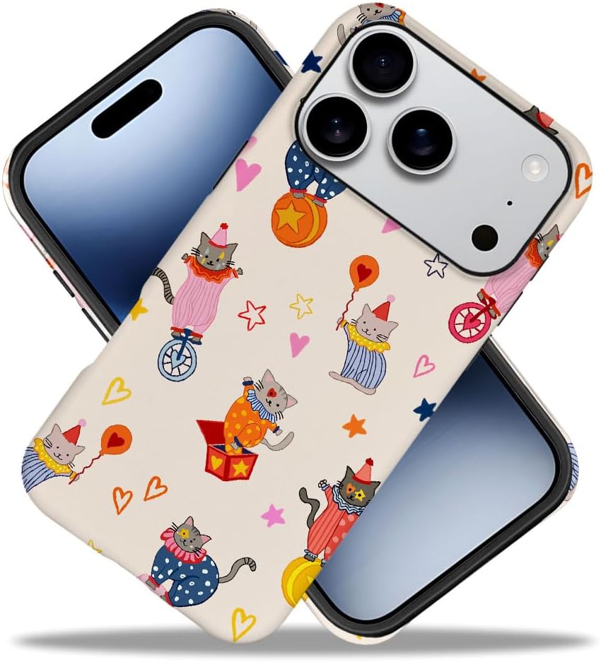Case for iPhone 17 Pro - [Drop Protection Phone Cover] - Hybrid Case for Girl Women - Cute Cat Playful