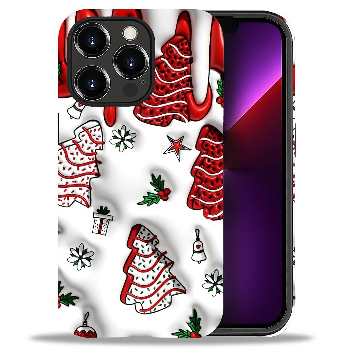 Case for iPhone 17,Drop Protection Hybrid 2-Layer Hard Phone Cover-Vintage Christmas Stamps Collage