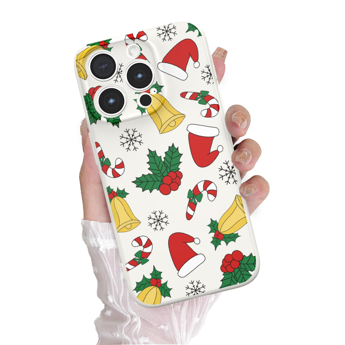 Christmas Case for iPhone 13 Case Cute Xmas Merry Christmas Tree Gingerbread Man Pattern Santa Holiday Aesthetic Gifts Girly Girls Women Kids Soft TPU Protective Cover, Beige