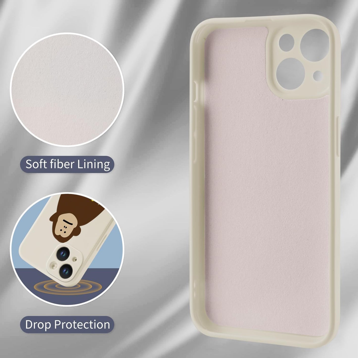 Funny Monkey Phone Case for iPhone 13 Cute Monkey Banana Case Cover Liquid Silicone Soft Gel Rubber Matt Phone Cover with Microfiber Lining