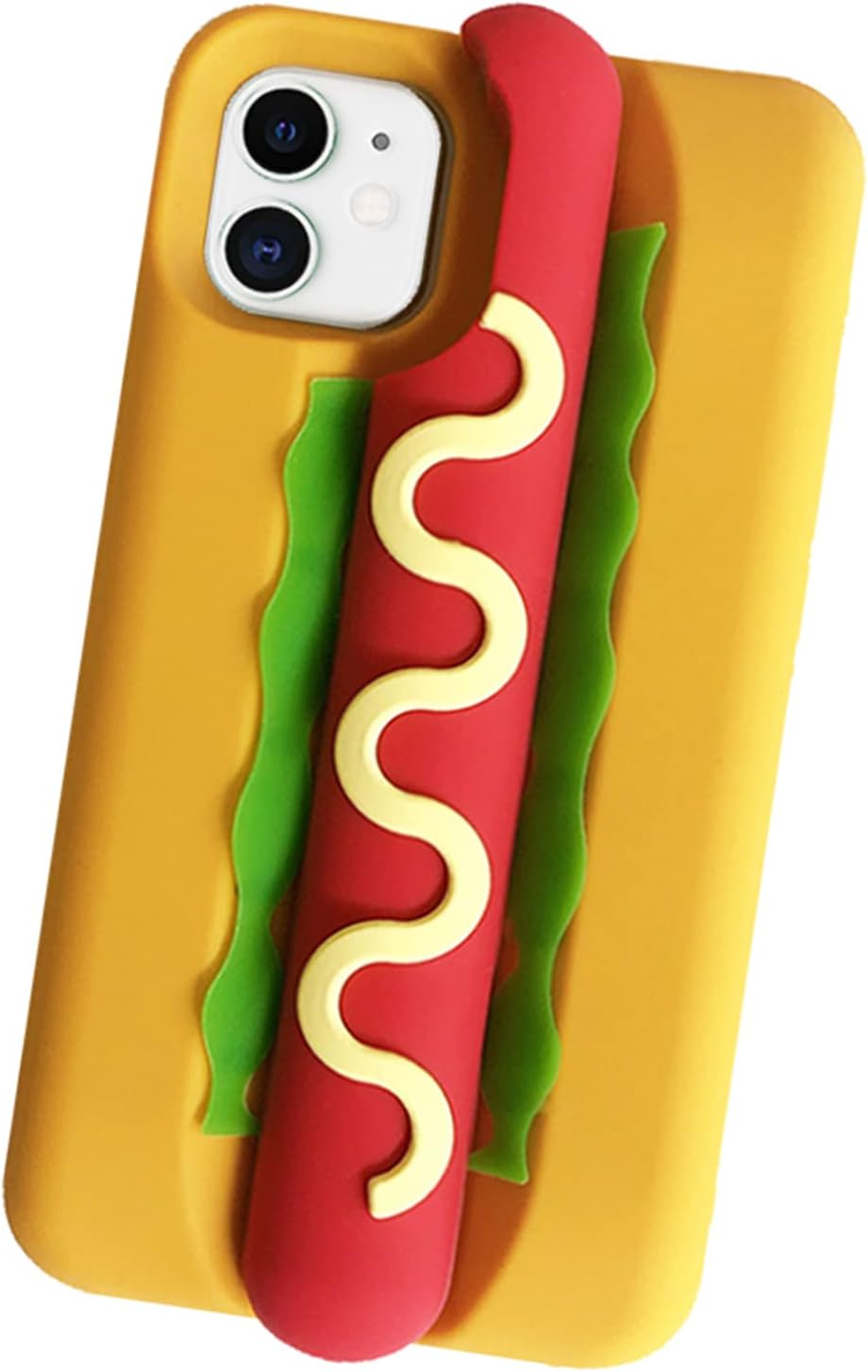 Case for iPhone 14 Case Silicone Cute, Camera Lens Protector Design Kawaii 3D Thick Case Protective Cover (Hot Dog, iPhone 14)