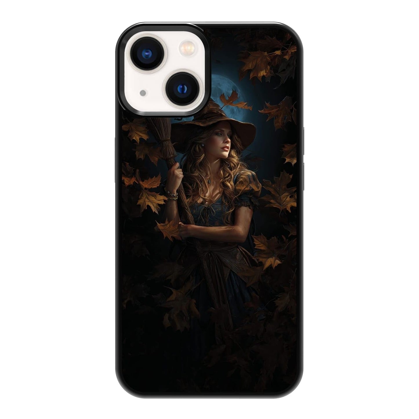 Dark Botanical Wildflower Forest Green Leaf White Blossom Nature Art Phone Case, Shockproof Protective Cover for iPhone 11 12 13 14 15 16 17 Pro Max Plus Mini XR 7 8 SE