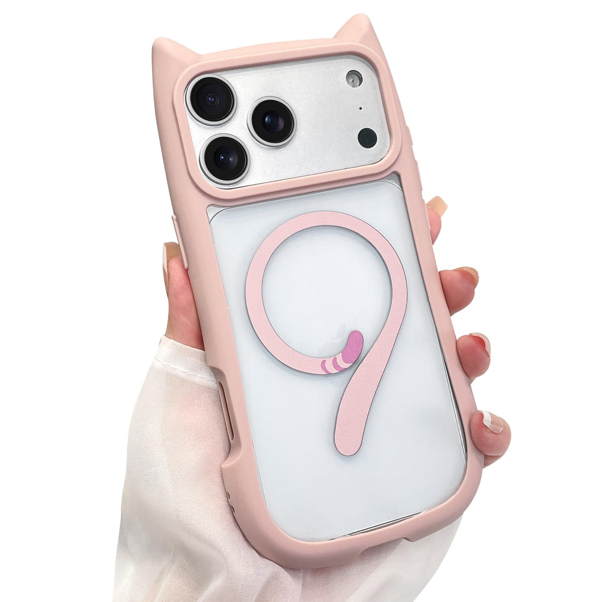 AIGOMARA Cute Kitty Case for iPhone 17 with 3D Cat Ears, Black | Kawaii Magnetic Tail Design [Compatible with MagSafe] Clear Aesthetic Drop Proof Protective Phone Cover for Women Girls
