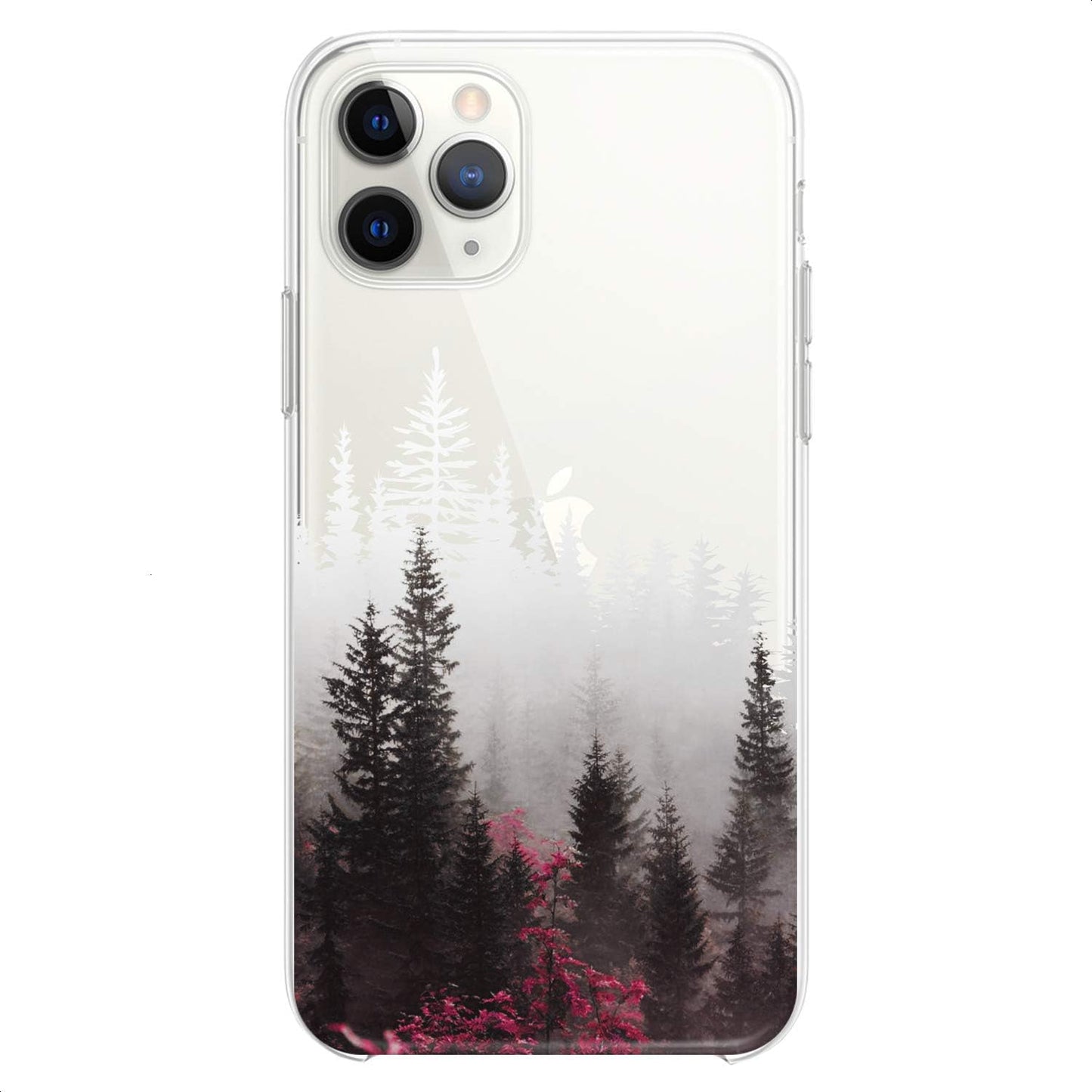 TPU Case Compatible with iPhone 16e 15 14 13 12 11 Pro Max Plus Mini Xs Xr X 8 7 6 5 SE Red Forest White Plants Teen Slim Nature Cute Girls Print Trees Design Clear Flexible Silicone Colorful