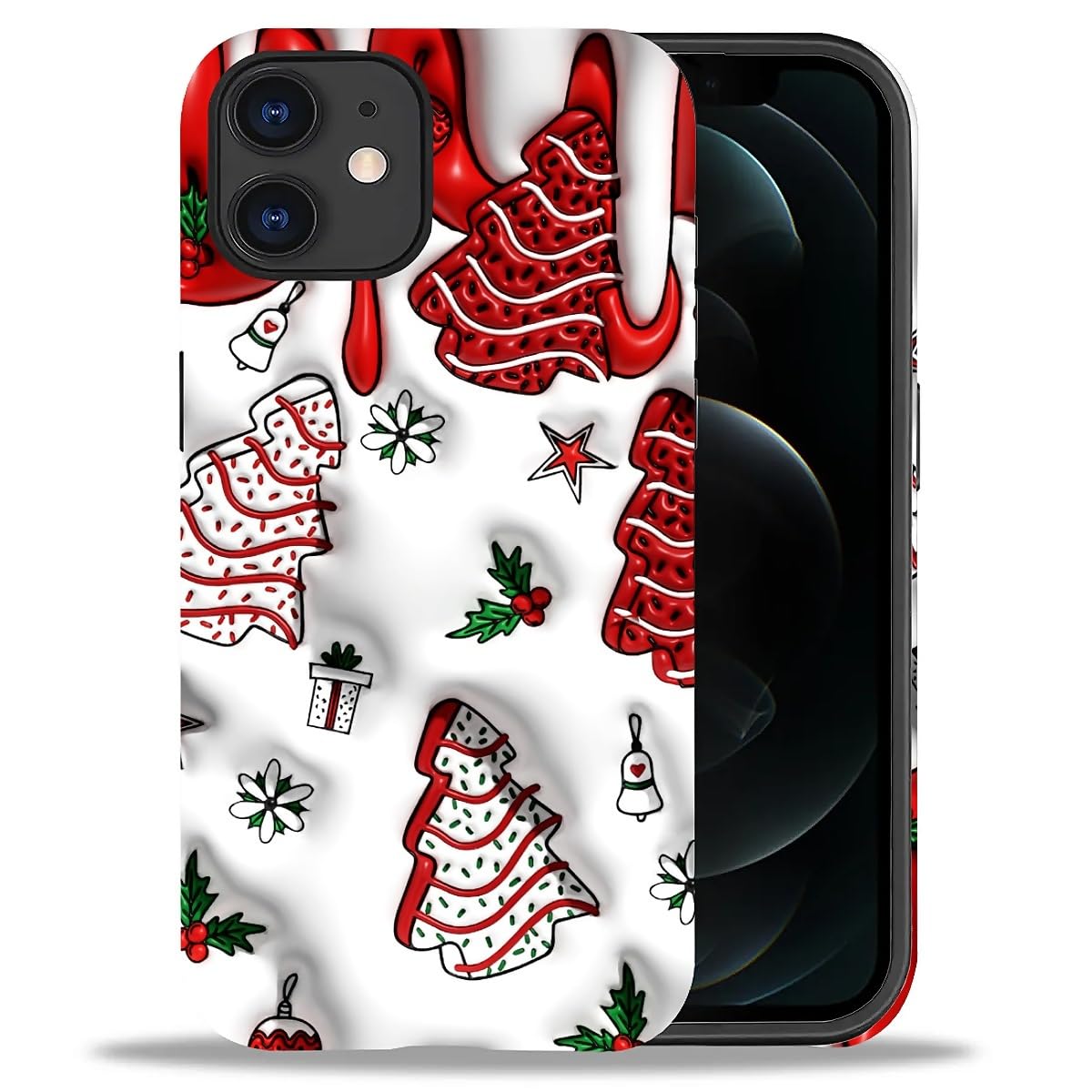 Case for iPhone 17,Drop Protection Hybrid 2-Layer Hard Phone Cover-Vintage Christmas Stamps Collage