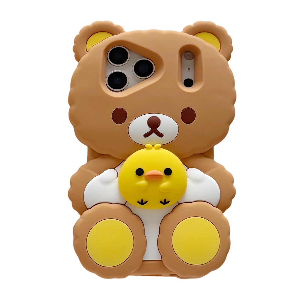 Yatchen Bear Case Compatible with iPhone 16,Kawaii Phone Cases Cute 3D Cartoon Teddy Bear with Keychain Women Girls Soft Silicone Shockproof Cover for iPhone 16