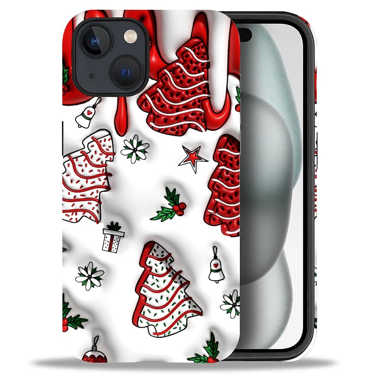 Case for iPhone 17,Drop Protection Hybrid 2-Layer Hard Phone Cover-Vintage Christmas Stamps Collage