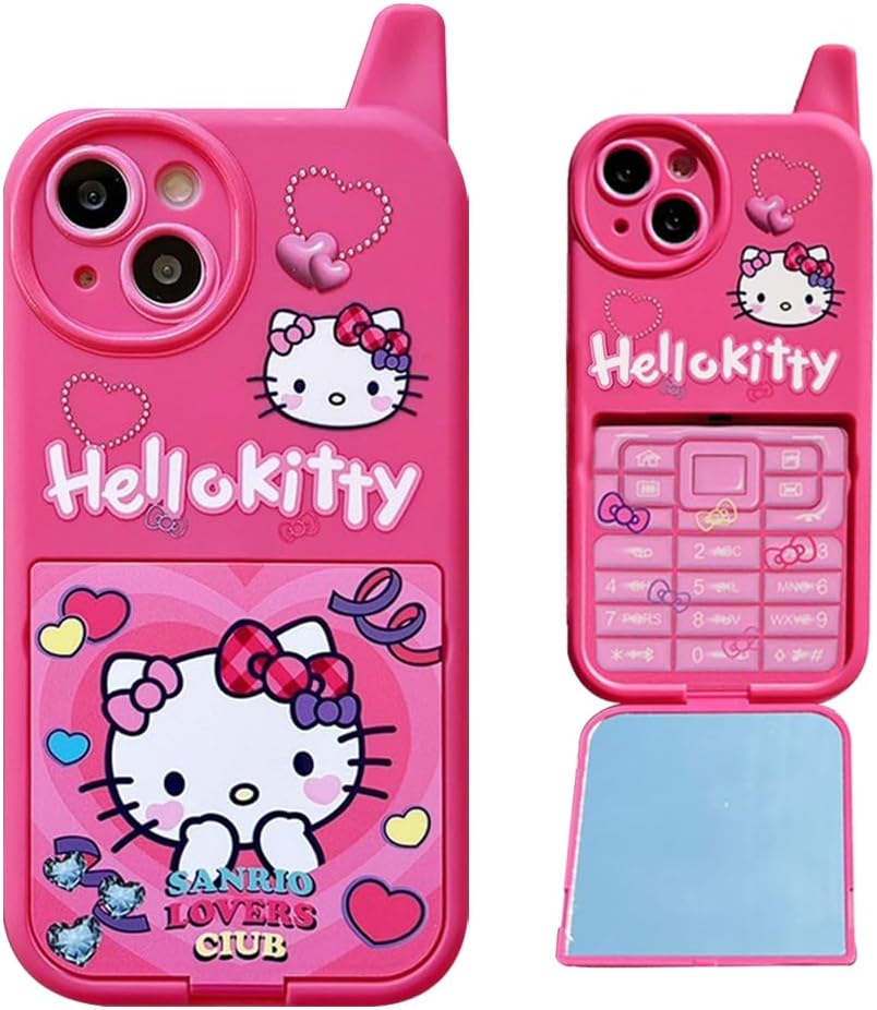 Cute Funny Kitty Phone for iPhone 13 Case | Cartoon Kawaii Cat Phone Case 3D Character Cover Case for Kids Girls and Womens