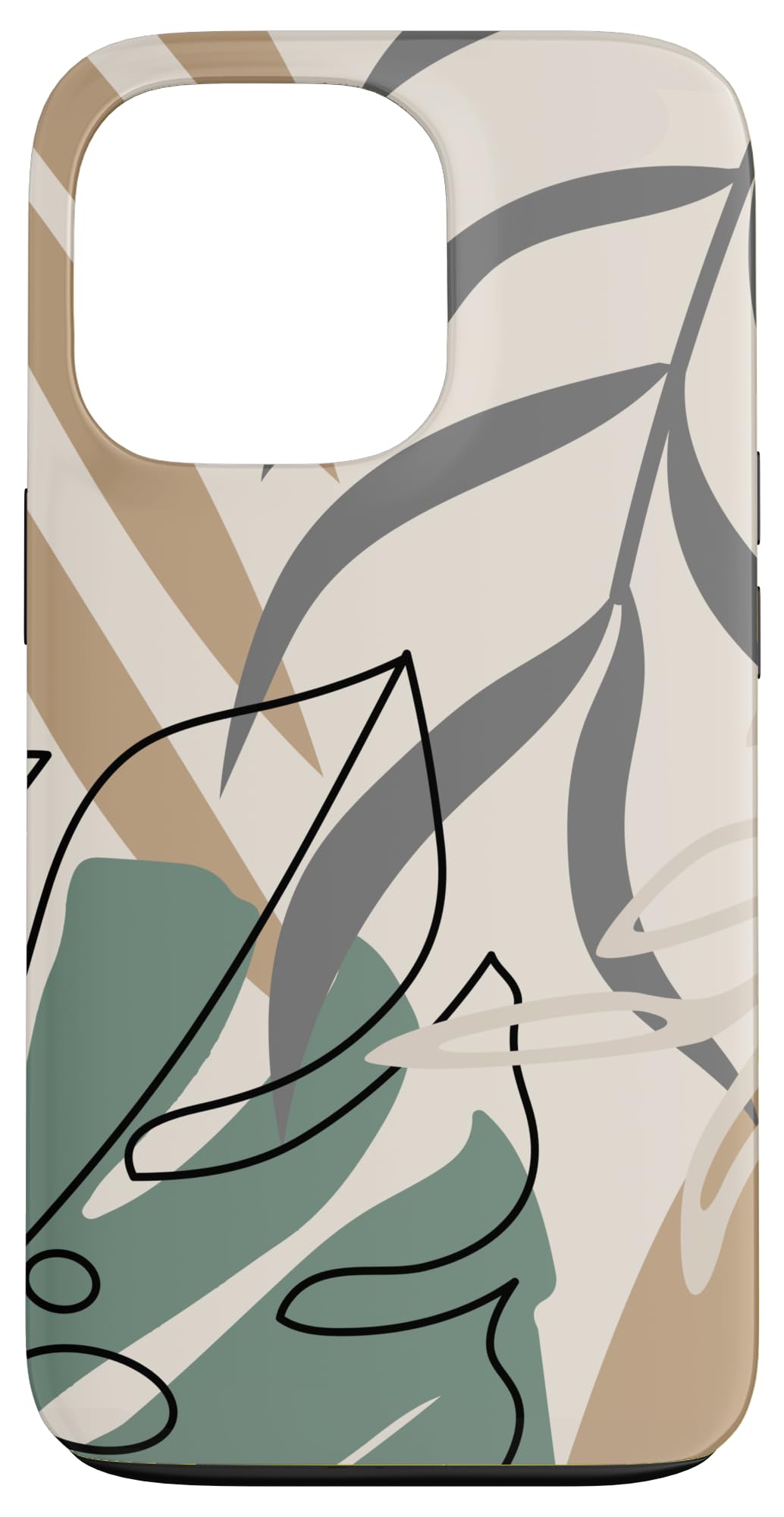Tropical Botanical Beige Brown Exotic Minimalist Abstract Case for iPhone 15