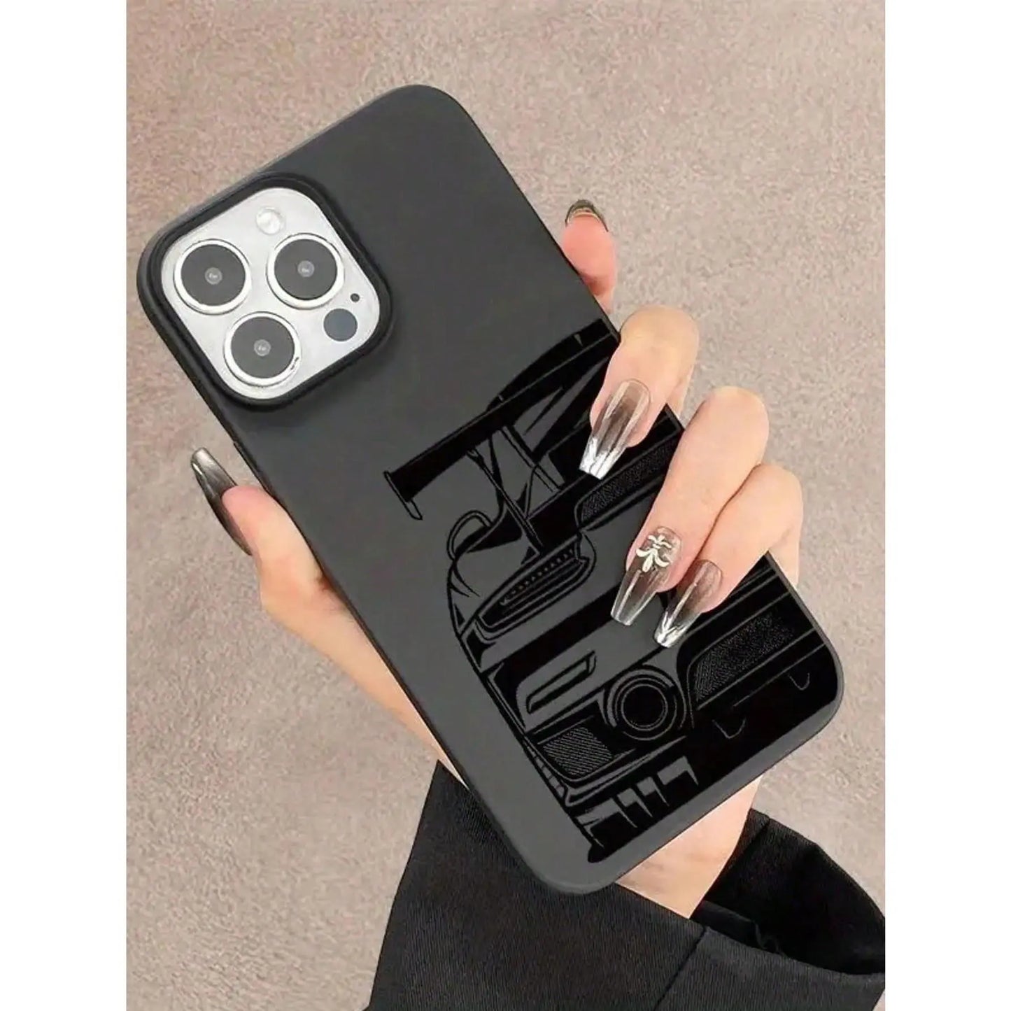 Luxury Car Design TPU Cellphone Case for iPhone 17+/16 Plus/16/15/14/13/12/11, UV Printed Large Hole Cutout Accessory, 360 Degree All-Around Shockproof Protective Handheld Cover, Ideal Holiday Gift