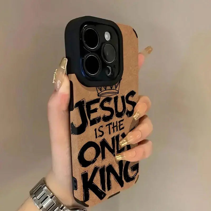Jesus is the only king phone case, made of durable materials, for fashion enthusiasts, compatible with iPhone 11/12/13/14/15/16/17, a holiday gift for friends, family, and yourself