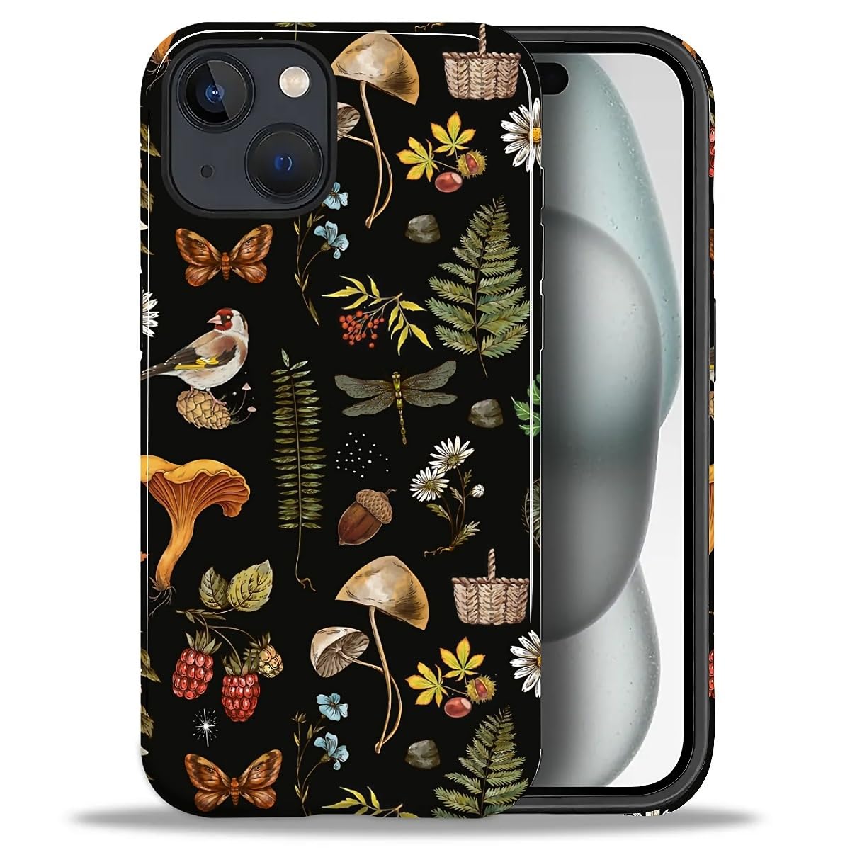DAIZAG Case for iPhone 13 iPhone 14, Christmas Coffee Snowflake Cane Full-Body Design Hybrid Dual Protection Soft TPU + Hard PC, Shockproof Scratch-Resistant Protective Cover Phone Case for Men Women