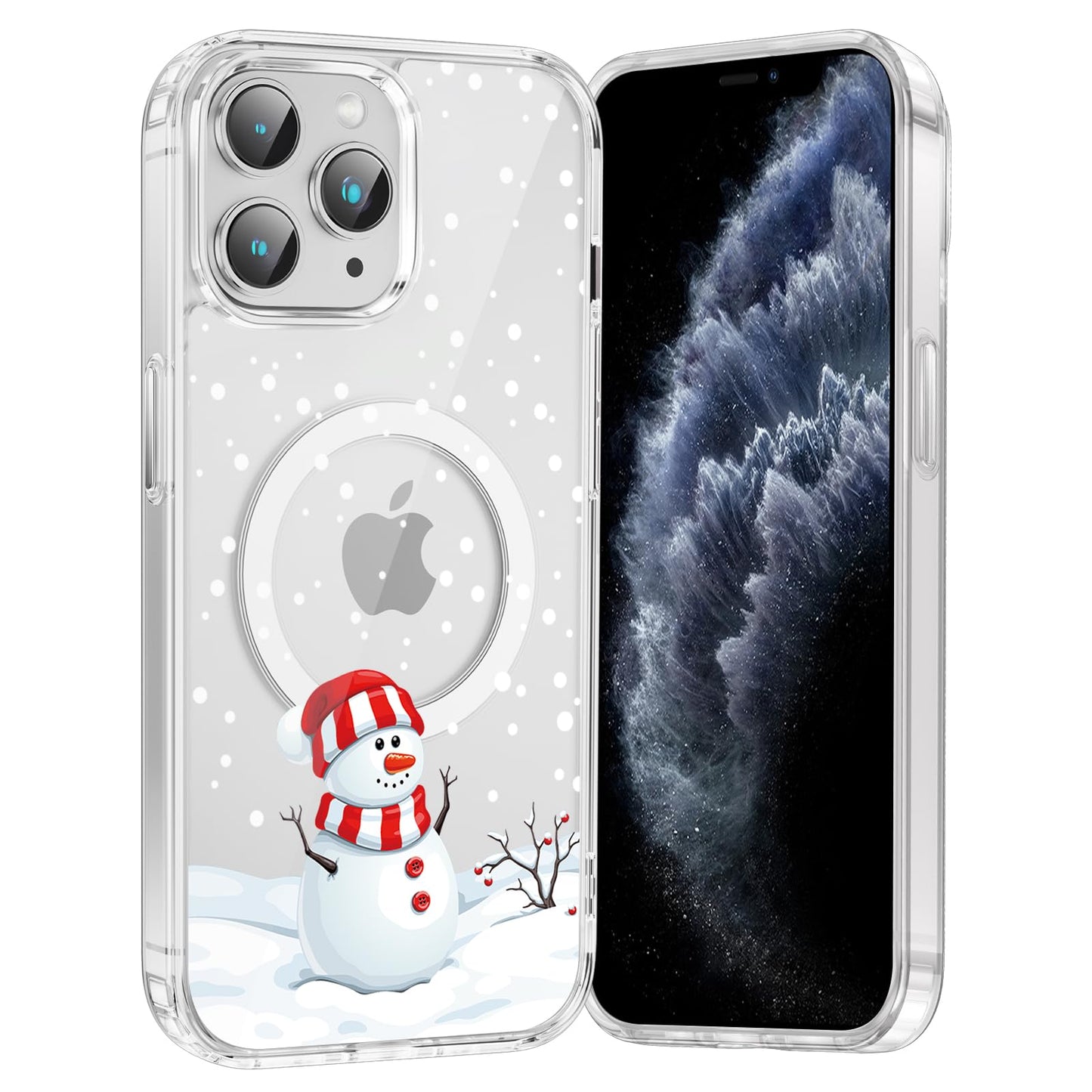 Merry Christmas Snowflake Phone Case for iPhone 13 / iPhone 14 Xmas Clear Magnetic Case 6.1", Compatible with Magsafe, Cute Winter Pattern Design Cover Shockproof Soft TPU Funda for Girl Women