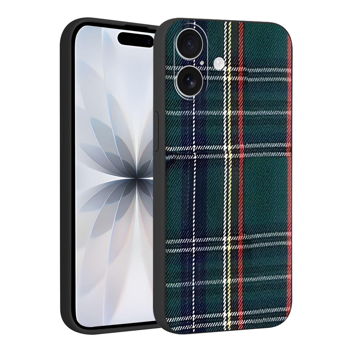 Merry Christmas Plaid Checkered Phone Case for iPhone 11 6.1", Cute Xmas Case Red Grey Scottish Tartan Grid Stripe Pattern Design Cover Shockproof Soft Silicone Protective Funda for Girl Women
