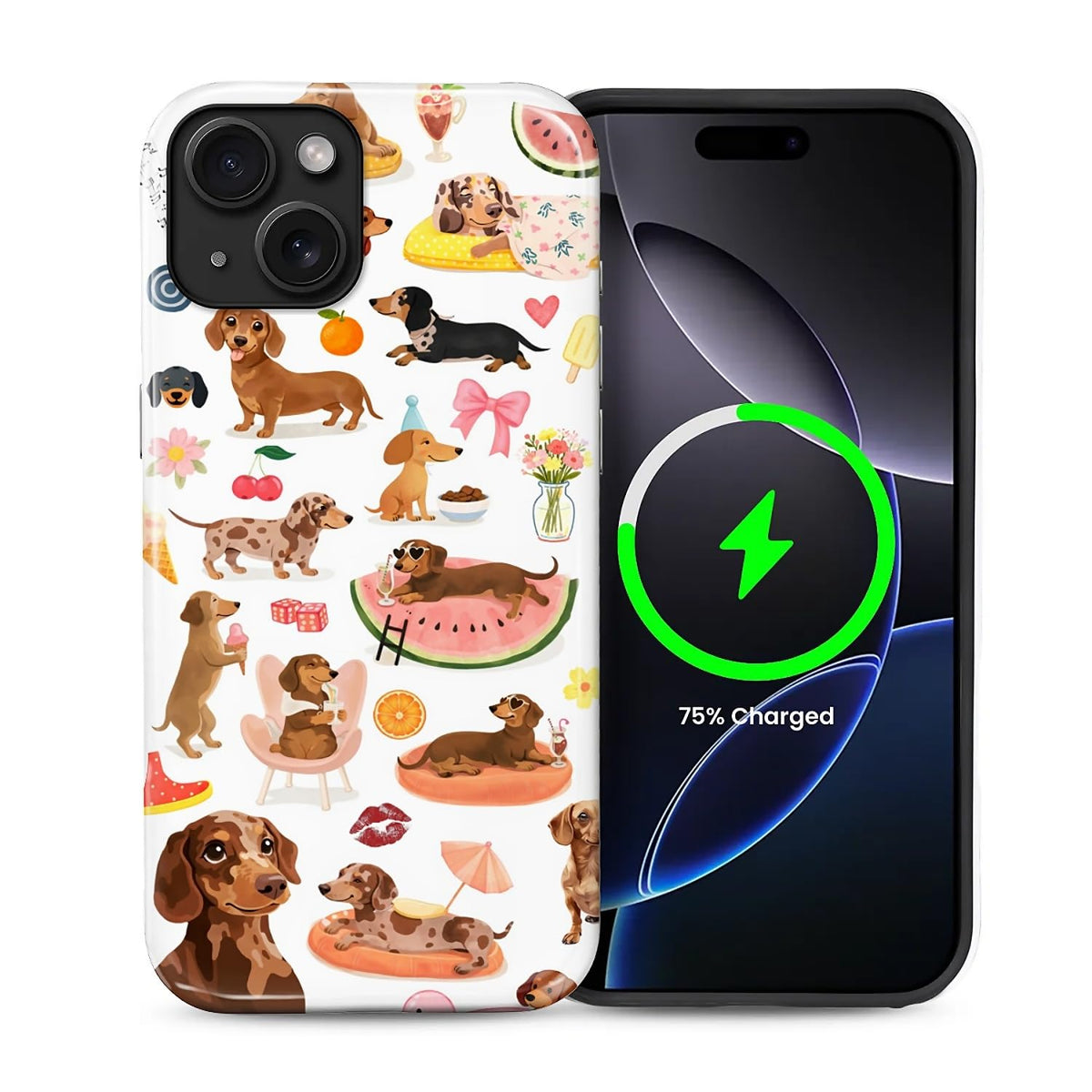 Case Compatible with iPhone 17 [Compatible with MagSafe] Hybrid 2-Layer Hard Shell Protection Case, Shockproof Protective Magnetic Cover for iPhone 17, Funny Sausage Dog Dachshund Collage