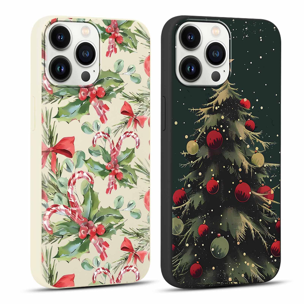 2 Pack Merry Christmas Phone Case for iPhone 16 6.1", Cute Xmas Christmas Tree Pattern Case with Candy Design Christmas Decorations Gifts Shockproof Soft Silicone Cover for Girl Women