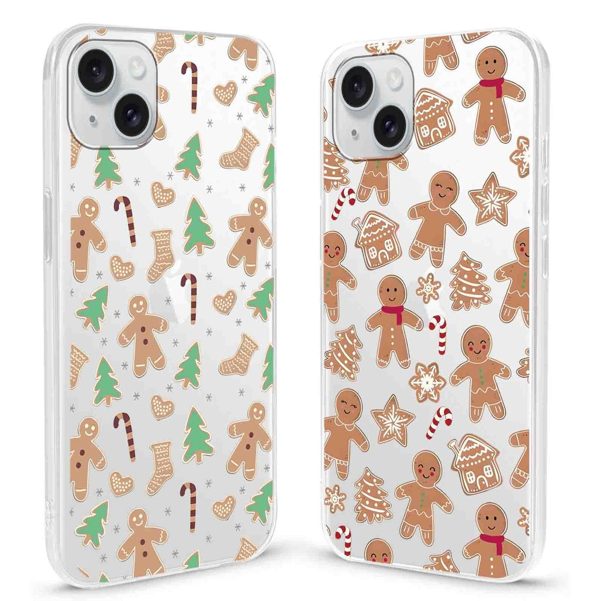 2 Pack Christmas Phone Case for iPhone 16 6.1'', Cute Christmas Tree Pattern Gifts Case with Gingerbread Canes Design Soft TPU Anti-Fall Protective Slim Shockproof Cover for Girl Women Men