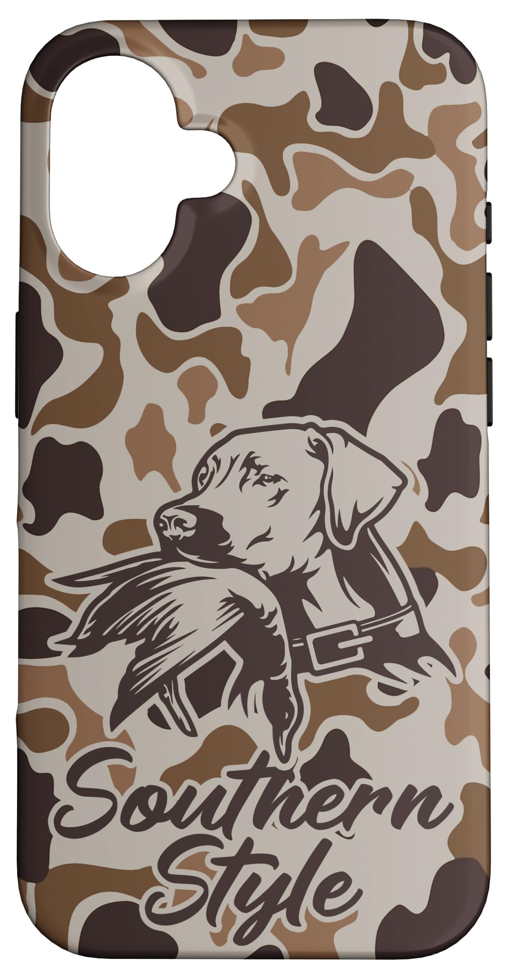 iPhone 15 Old School Camo Southern Style Duck Hunters with Dog Case