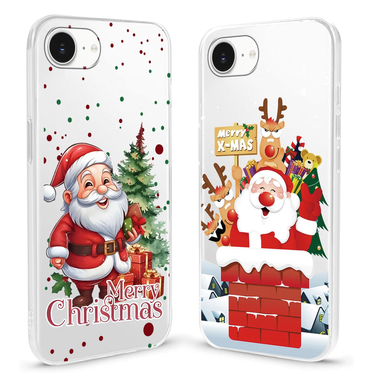 2 Pack Christmas Phone Case for iPhone 16 6.1'', Cute Christmas Tree Pattern Gifts Case with Gingerbread Canes Design Soft TPU Anti-Fall Protective Slim Shockproof Cover for Girl Women Men