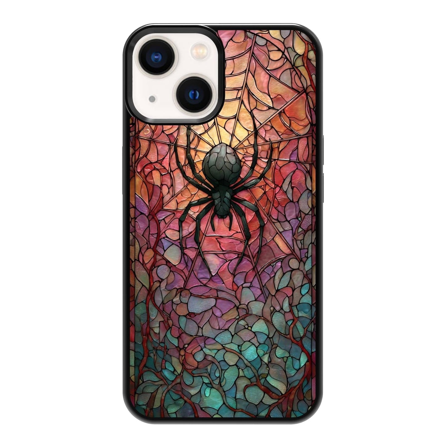 Nature Stained Glass Green Forest Tree Sunlight Phone Case, Shockproof Protective Cover for iPhone 11 12 13 14 15 16 17 Pro Max Plus Mini XR 7 8 SE