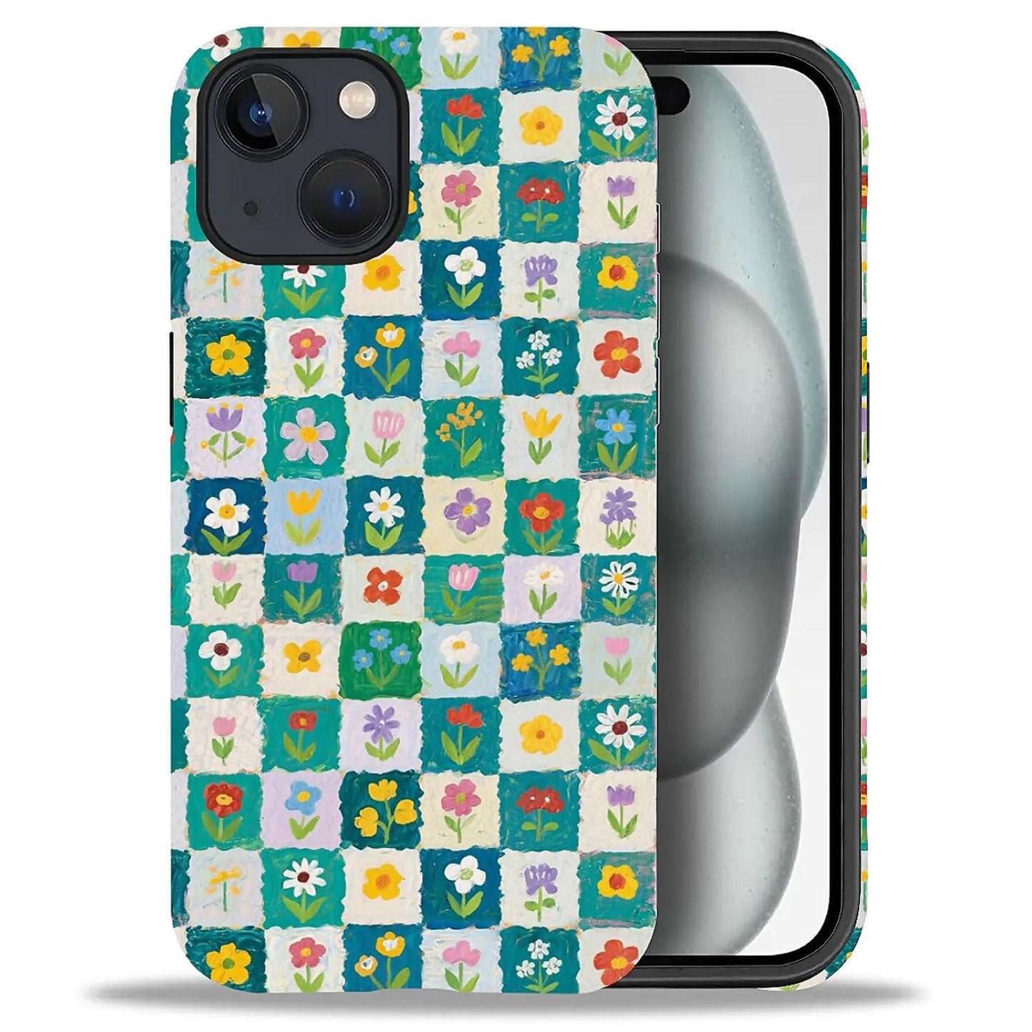 for iPhone 15 Case,Hybrid 2-Layer Hard Shell + Silicone Protective Case -Resistant Shockproof- A Naughty Cat with Blue Stripes Eating Fish