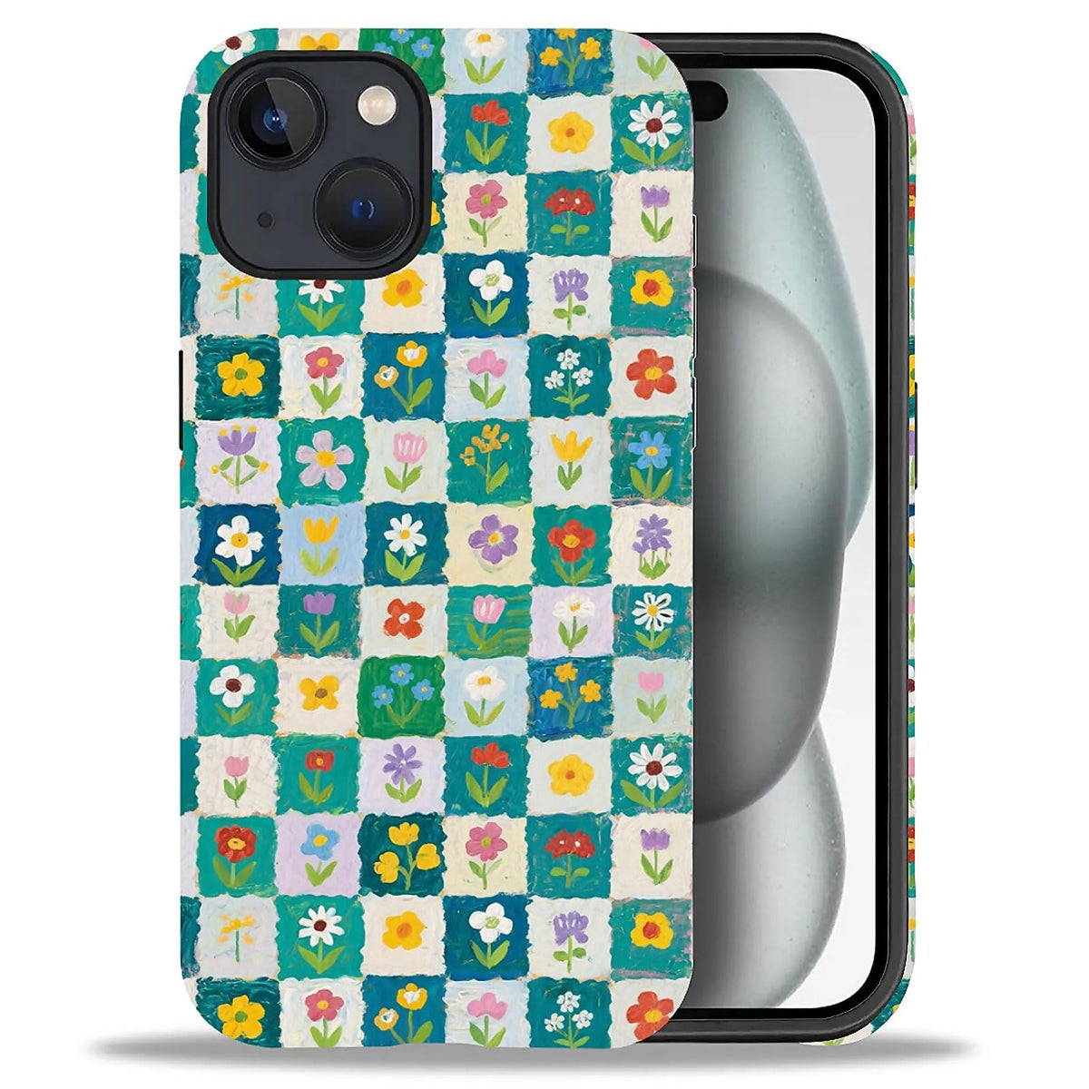 for iPhone 15 Pro Case,Hybrid 2-Layer Hard Shell + Silicone Protective Case -Resistant Shockproof- A Naughty Cat with Blue Stripes Eating Fish