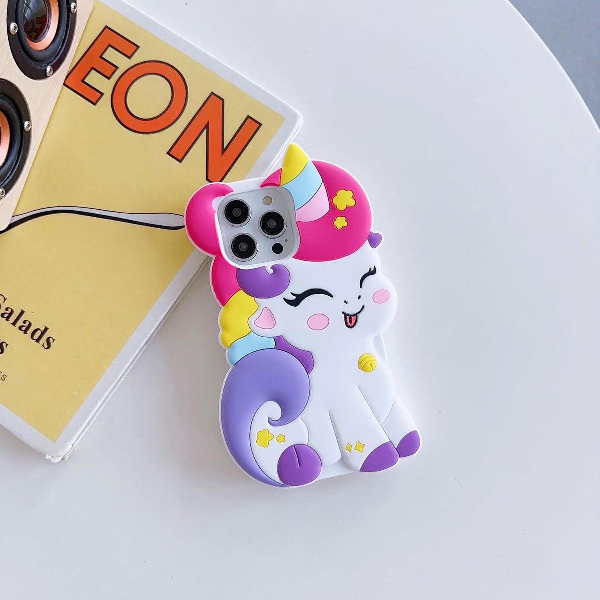 3D Cute Unicorn Soft Case for iPhone 13/iPhone 14 6.1 inch, 3D Cute Cartoon Kawaii Fashion Character Unicorn Horse Shape Kids Girls Women Soft Silicone Case