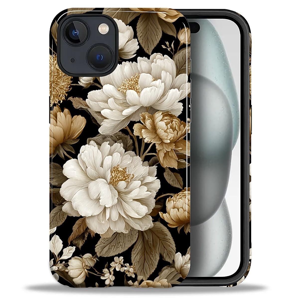 DAIZAG Case for iPhone 13 iPhone 14, Christmas Coffee Snowflake Cane Full-Body Design Hybrid Dual Protection Soft TPU + Hard PC, Shockproof Scratch-Resistant Protective Cover Phone Case for Men Women