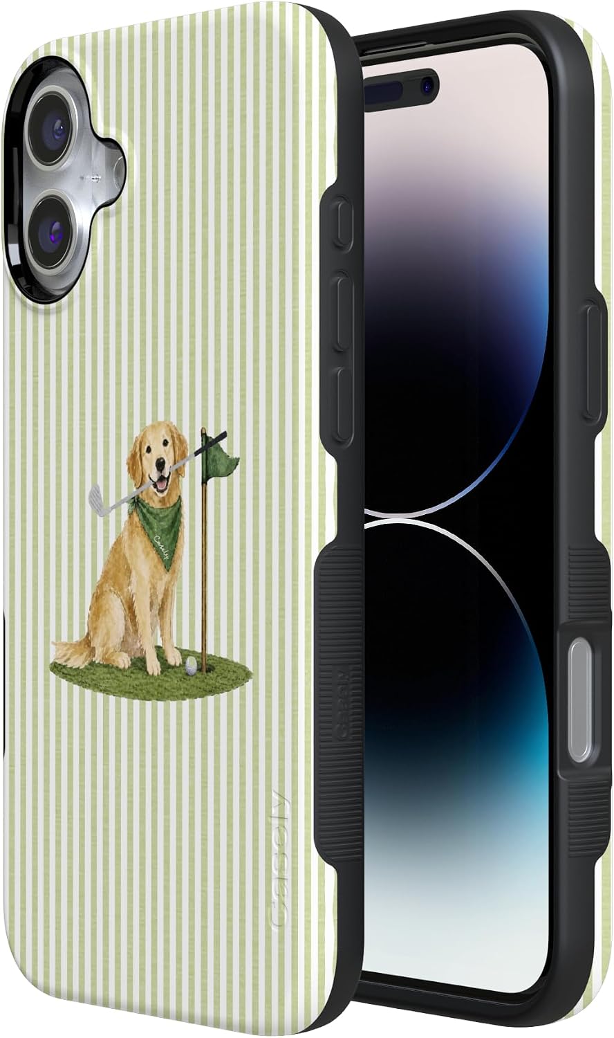 Casely iPhone 16 Case | Clubhouse | Golden on the Green | Bold Protective Design | Compatible with MagSafe