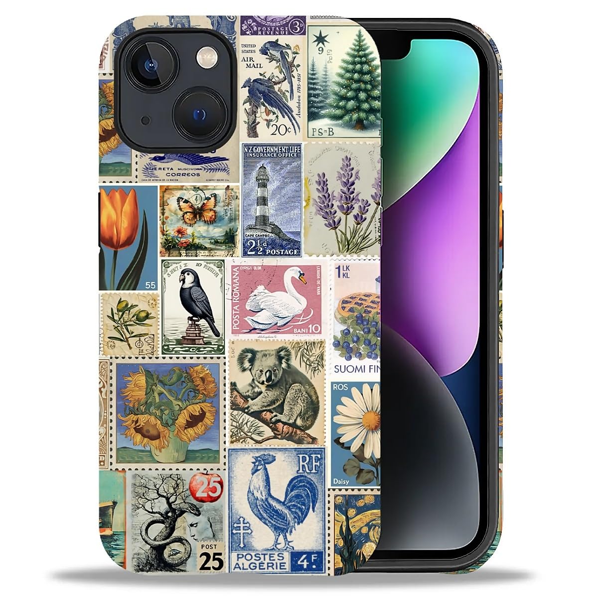 DAIZAG Phone Case Compatible with iPhone 13/14,Christmas Santa Claus Mixed 2 Layer Soft Silicone+Hard PC Ddouble Protection Ultra-Thin Phone Case for iPhone 13/14