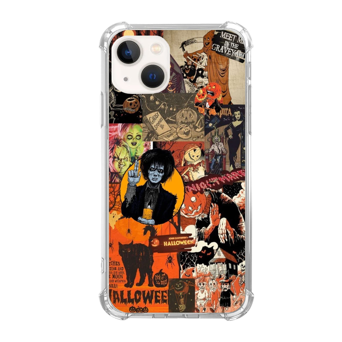 Winter Christmas Holiday Collage Case for iPhone 13, Retro Aesthetic Christmas Gingerbread and Tree Pattern Case for Girls Women Men, Unique Trendy TPU Bumper Cover Case for iPhone 13