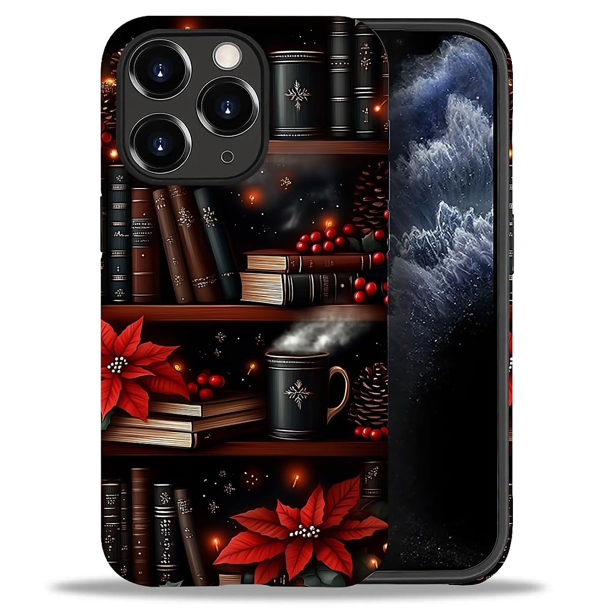 Case for iPhone 17,Drop Protection Hybrid 2-Layer Hard Phone Cover-Vintage Christmas Stamps Collage