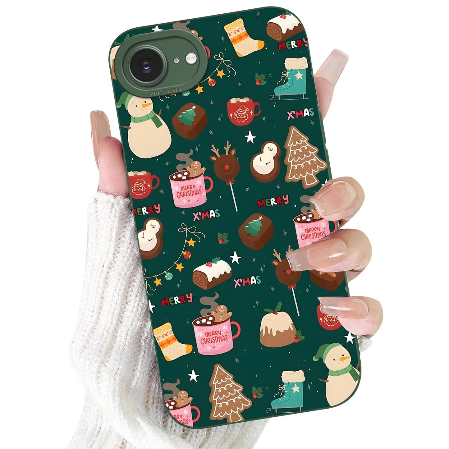 Merry Christmas Phone Case for iPhone 16 6.1，Cute Silicone Case with Xmas Tree Snowflakes, Elk Pattern，Soft Protective Shockproof Gifts for Girls Women Men Boys-Red White Snowflake