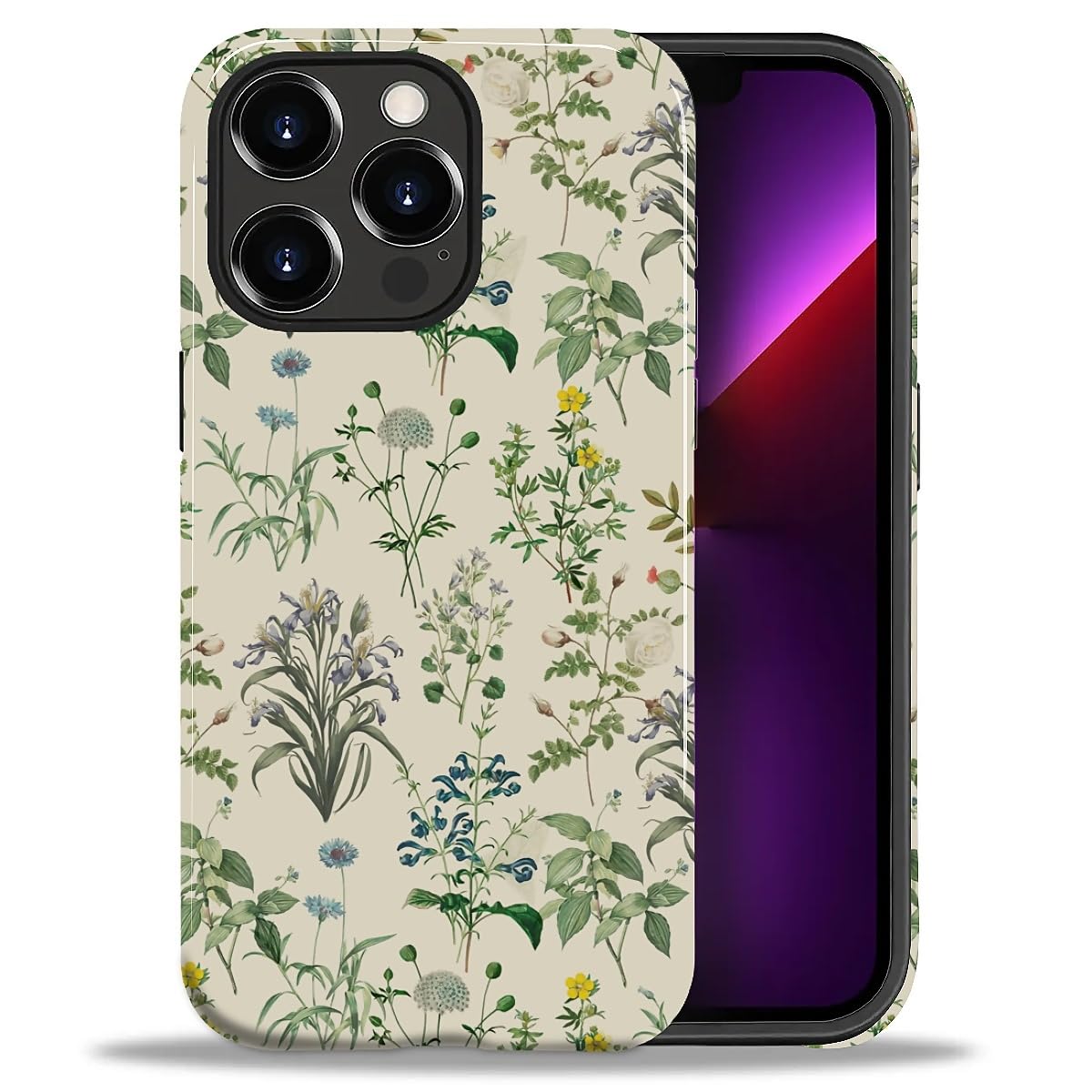 DAIZAG Case for iPhone 13 iPhone 14, Christmas Coffee Snowflake Cane Full-Body Design Hybrid Dual Protection Soft TPU + Hard PC, Shockproof Scratch-Resistant Protective Cover Phone Case for Men Women