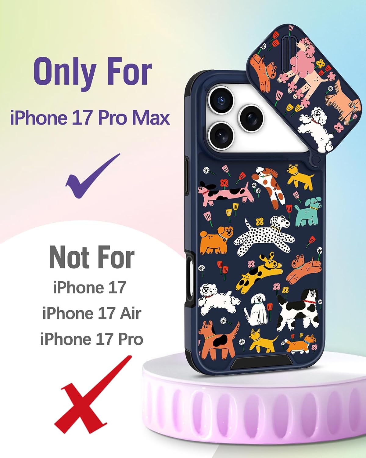 Buleens for iPhone 17 Pro Max Case 6.9 Inch - with Ring Stand & Camera Cover Aesthetic Cute Designed for Women Girls Girly Cartoon Kawaii Dogs Phone Case for iPhone 17 Pro Max Compatible with Magsafe