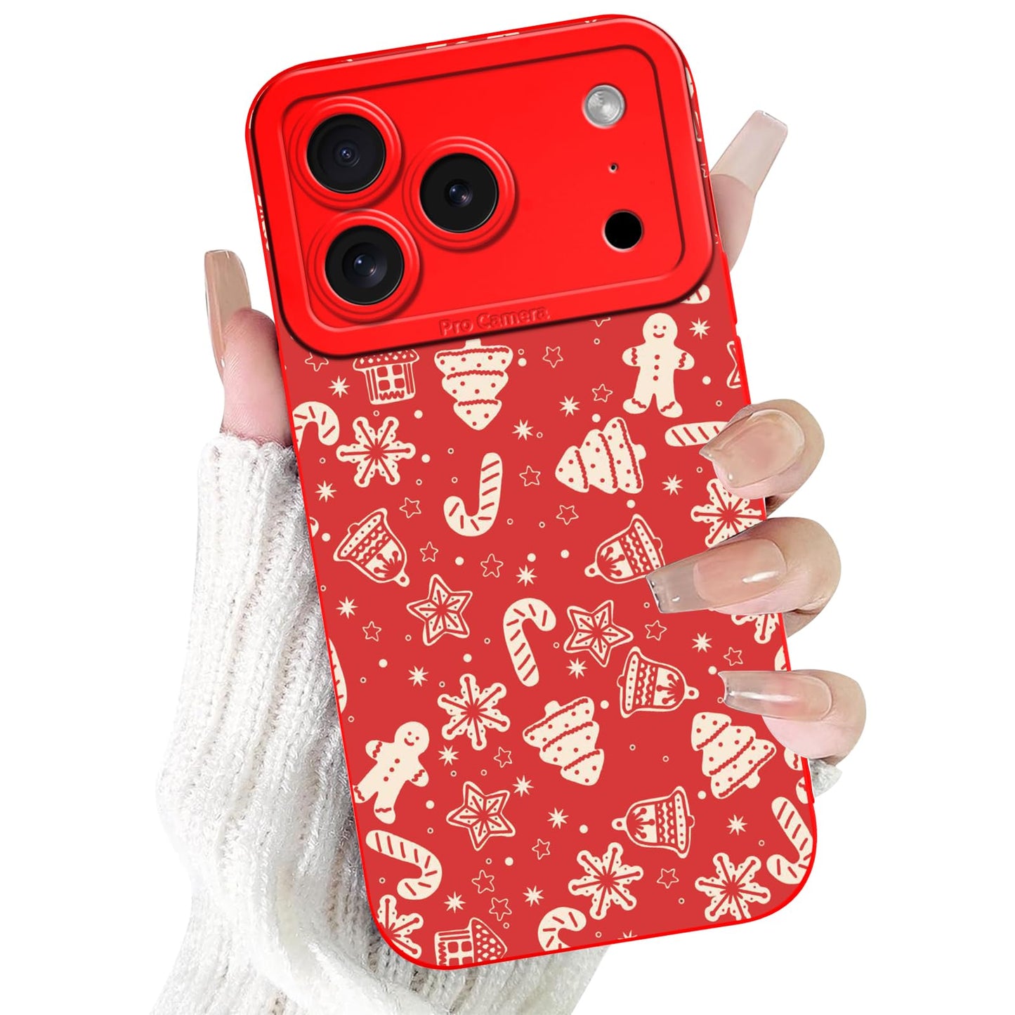 Merry Christmas Phone Case for iPhone 16 6.1，Cute Silicone Case with Xmas Tree Snowflakes, Elk Pattern，Soft Protective Shockproof Gifts for Girls Women Men Boys-Red White Snowflake