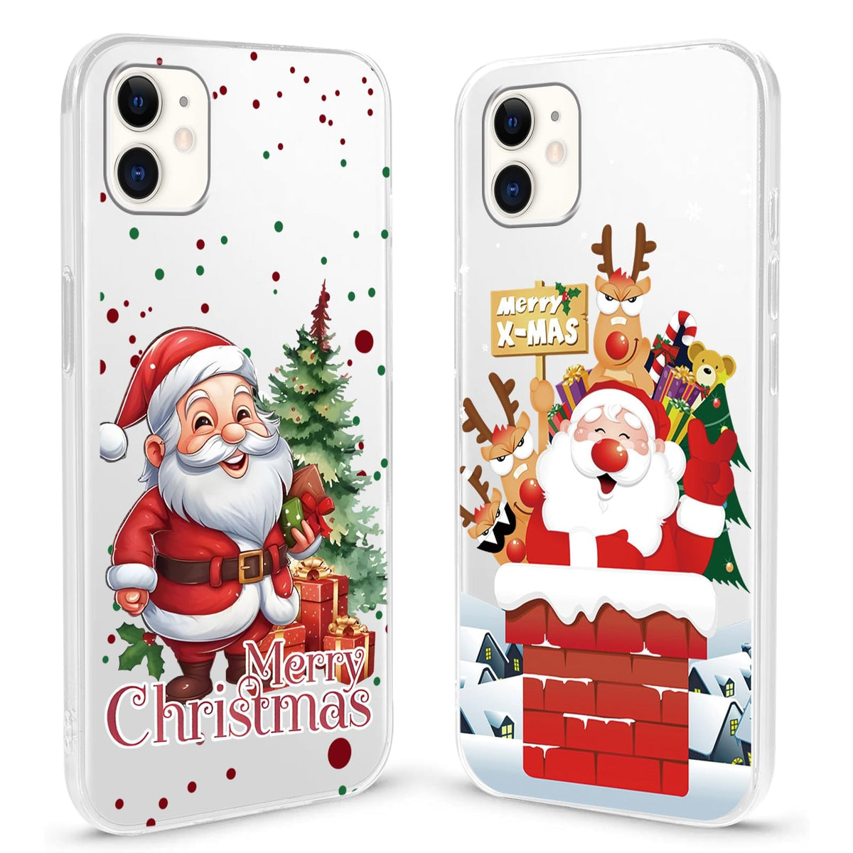 2 Pack Christmas Phone Case for iPhone 16 6.1'', Cute Christmas Tree Pattern Gifts Case with Gingerbread Canes Design Soft TPU Anti-Fall Protective Slim Shockproof Cover for Girl Women Men