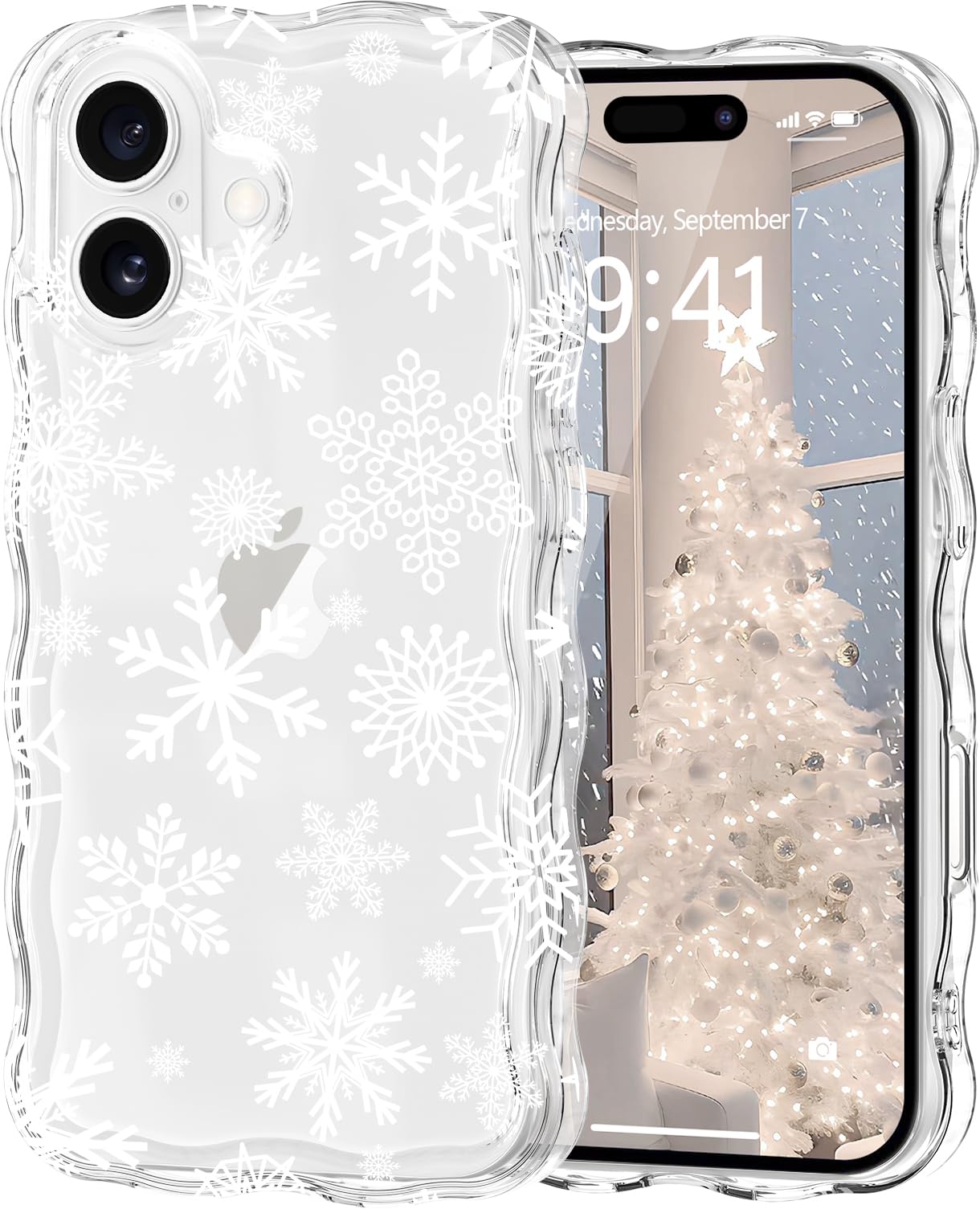 Christmas Phone Case for iPhone Air Wavy Clear Xmas,Candy Cane | Cute Curly Wavy Merry Xmas Pattern Case Clear Santa Snowman Elk Cover for Girls Kids Women Slim Protective Cover