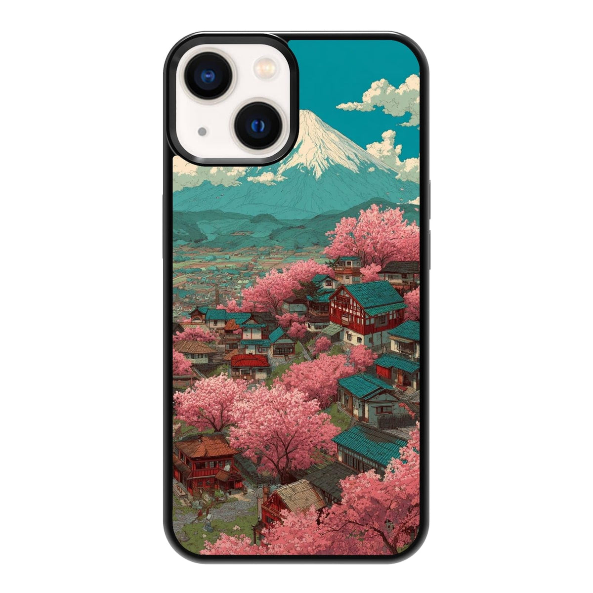 Dark Botanical Wildflower Forest Green Leaf White Blossom Nature Art Phone Case, Shockproof Protective Cover for iPhone 11 12 13 14 15 16 17 Pro Max Plus Mini XR 7 8 SE